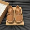 Retro French versatile thick-soled shallow-mouth single shoes women's 2025 new summer skirt round head height Mary Jane shoes