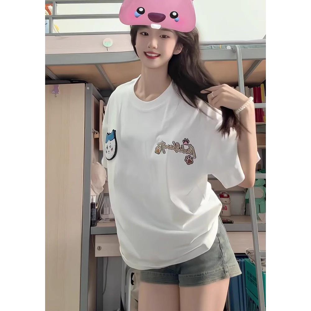 Cartoon Print Unisex Cotton Summer T-Shirt, Short-Sleeve, New 2025 Style