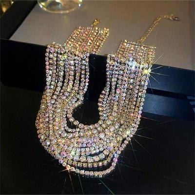 Luxury Multilayers Rhinestone Necklaces Gift INS Style Crystal Rhinestone Chokers Party