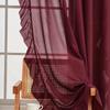 Finished Simple Wind Solid Color Curtain Curtain Dream Ruffle Leaf Edge Translucent Thin Window Screen