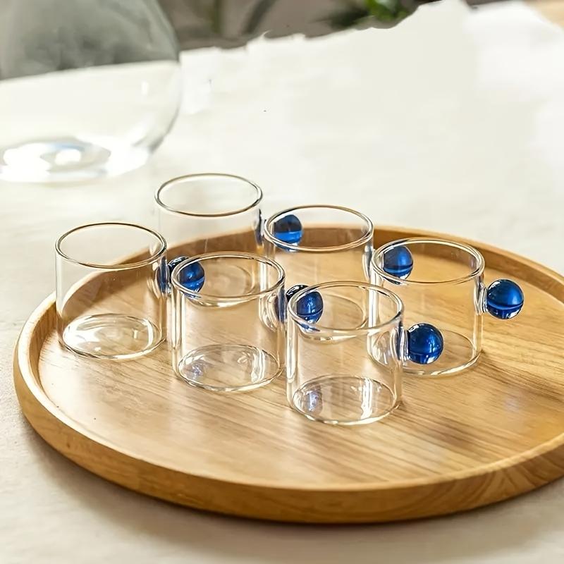 6pcs Espresso Cups Small Cup Home Glass Ball Handle Coffee Cup Tea Water Cup Heat Resistant Glass Teacups Juice Mug Table Decor