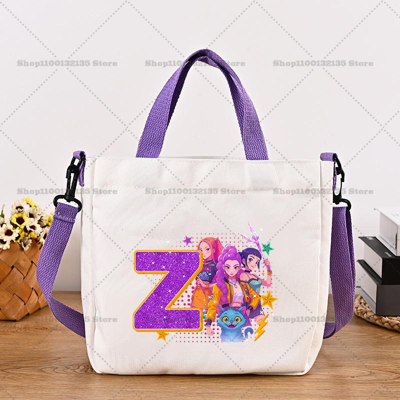 26letters Korean Pop Demon Hunters Women Canvas Shoulder Pouch Girls Tote Pouch Handbag Trendy Crossbody Pouch Latest Pink Presents 2026