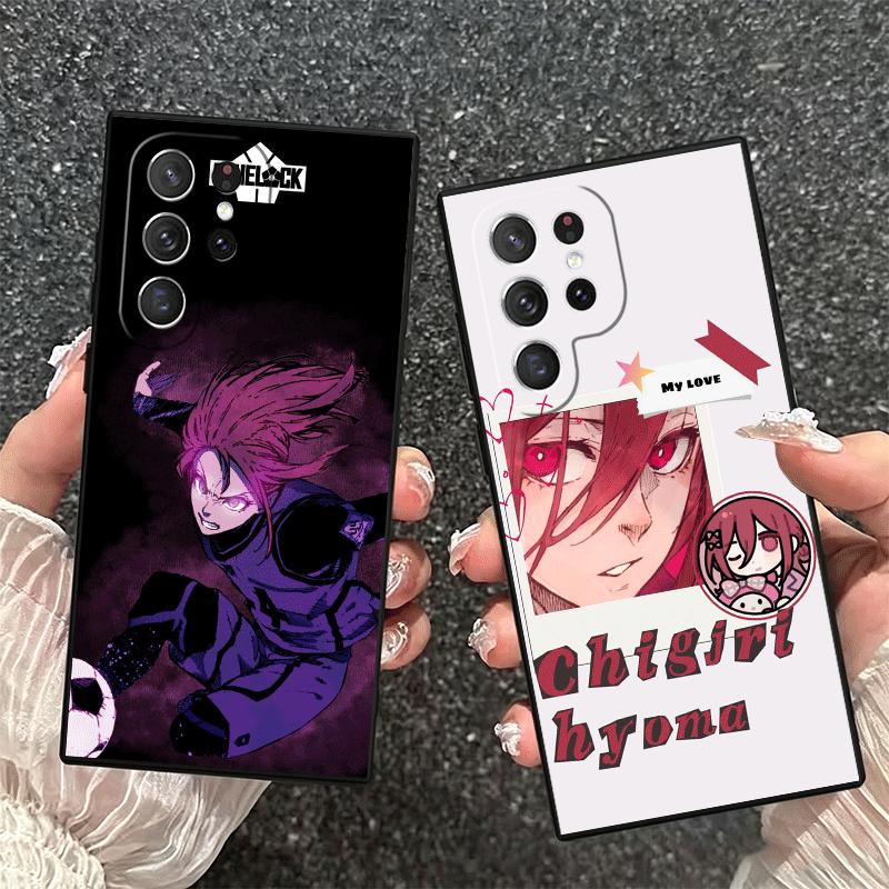 Blue L-Locks Chigiri Hyoma Soft Phone Case for Samsung Galaxy S26 S25 Edge S24 Ultra S23 Plus S22 S21 FE S20 Black Cover Back Sh