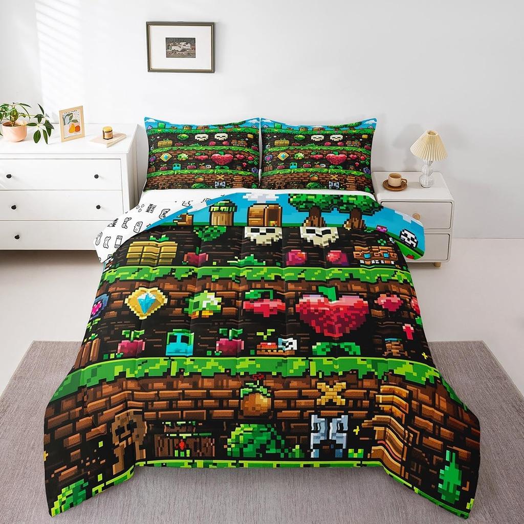 Bedding Set Video Games Pixelated Teens