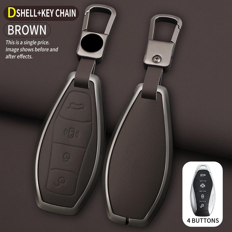 Fit For Hongqi H5 Hs5 H6 Series H9 Series Hq9 Hs3 Metal Genuine Leather Full Package Keycase Personalized Key Ring Protective Cover