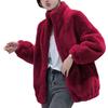 Women Coat Solid Color Double-Sided Velvet Coat with Pockets Warm Long-Sleeved Autumn Winter Outerwear