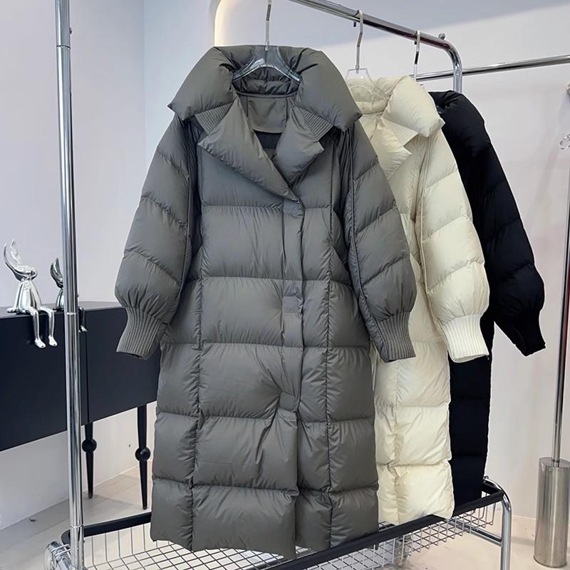 Women's Korean-Style Long Down Jacket - 2026 Winter Fashion, Thick, Loose Over-the-Knee Puffer, Trendy Plus Size.