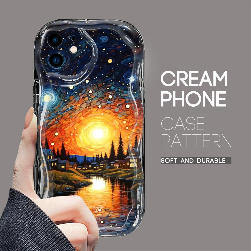 

Классический чехол для телефона с рисунком масляной живописи для iPhone 15 14 13 12 11 Samsung Galaxy A52 Xiaomi Redmi 14 13C Кремовый текстурированный корпус Мягкая обложка с волнистыми краями Xiaomi Poco M3