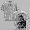 Jujutsu Kaisen Anime T-shirt Gojo Satoru Vintage Washed Oversized Tshirt Short Sleeve Cotton Tees Tops Men's Unisex Clothing