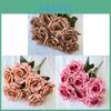 Rose Wedding Decor Artificial Silk Flowers With 7head Design For Bridal Ceremony And Photography