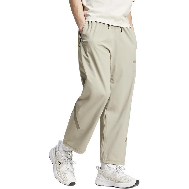 Adidas True Healing Series SS25 Casual Versatile Lace-Up Straight-Leg Knitted Sports Pants Men Pants Off-White JN9030