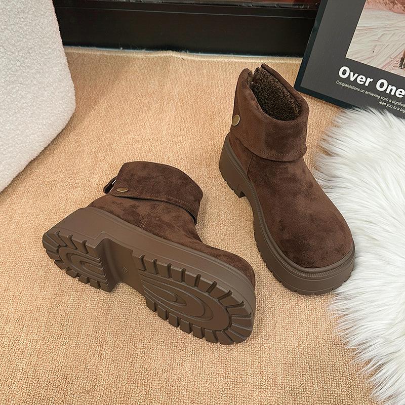 Women's thick-soled winter lightweight warm one-step padded snow boots non-slip wear-resistant casual sneakers plush Martin cotton boots