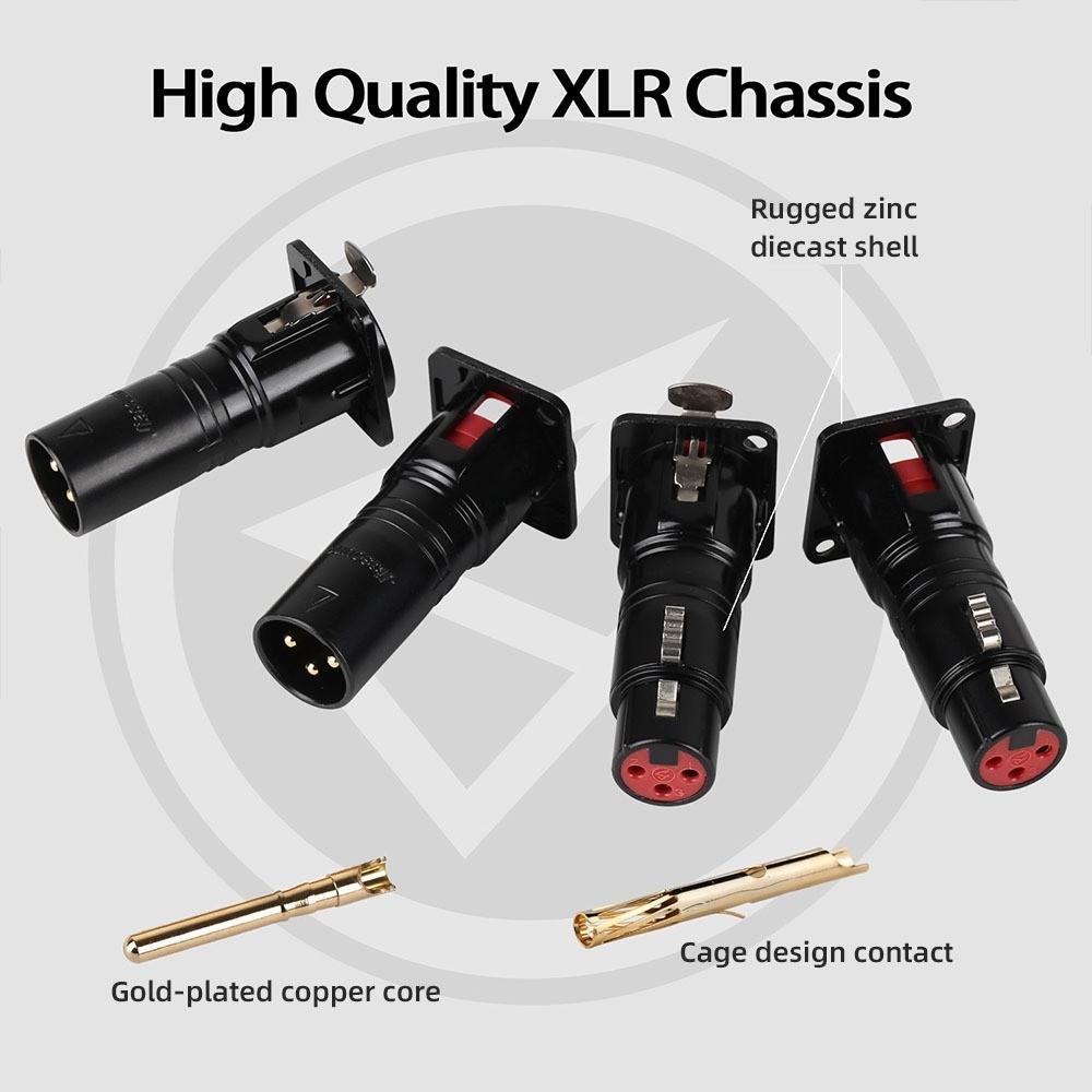 1PC XLR Canon installation base three-pin gold-plated Canon male and female D-type metal socket audio connection converter