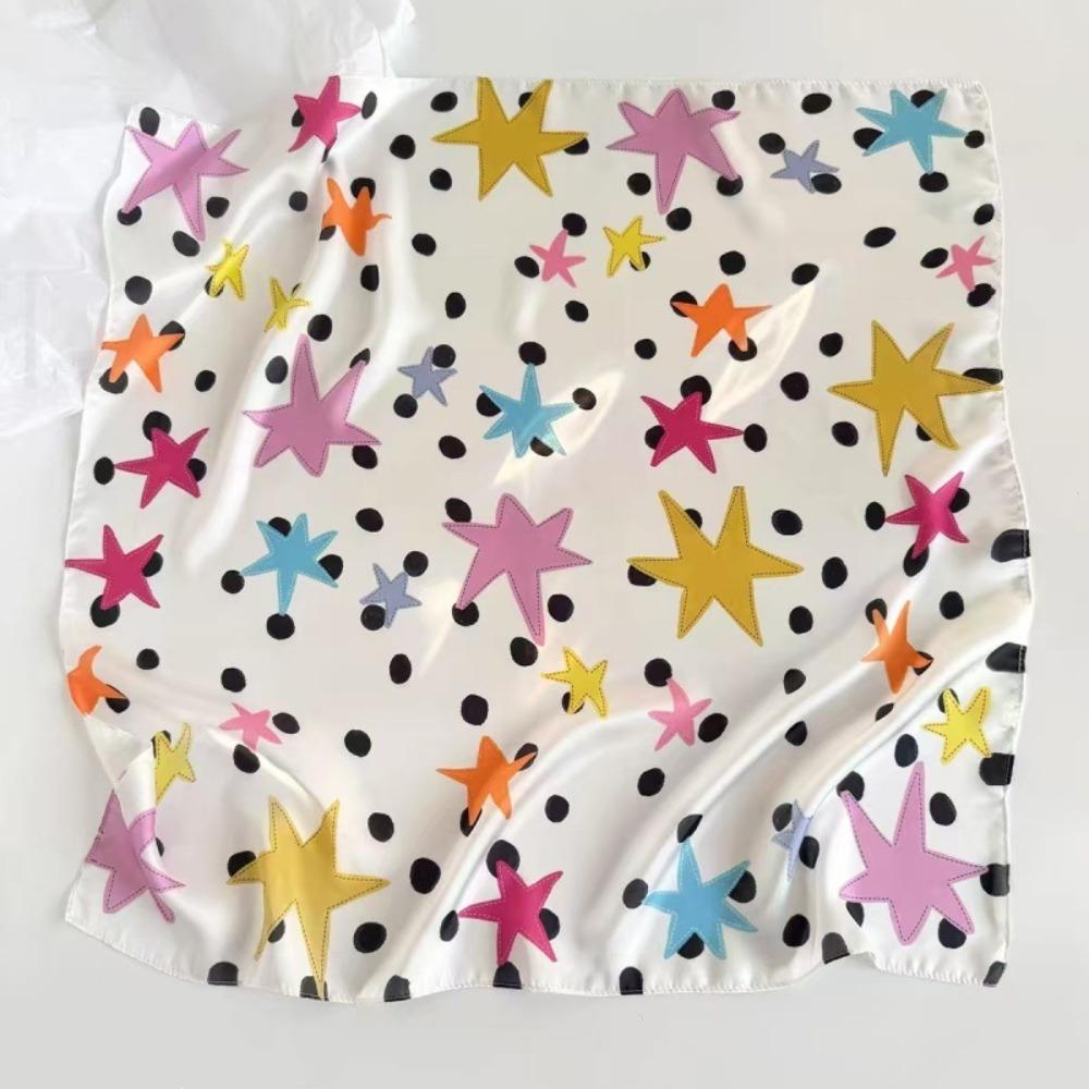 Printed Small Square Scarf Geometric Shape Leopard Print Silk Scarf Retro Hair Scarf  Beach Style 3