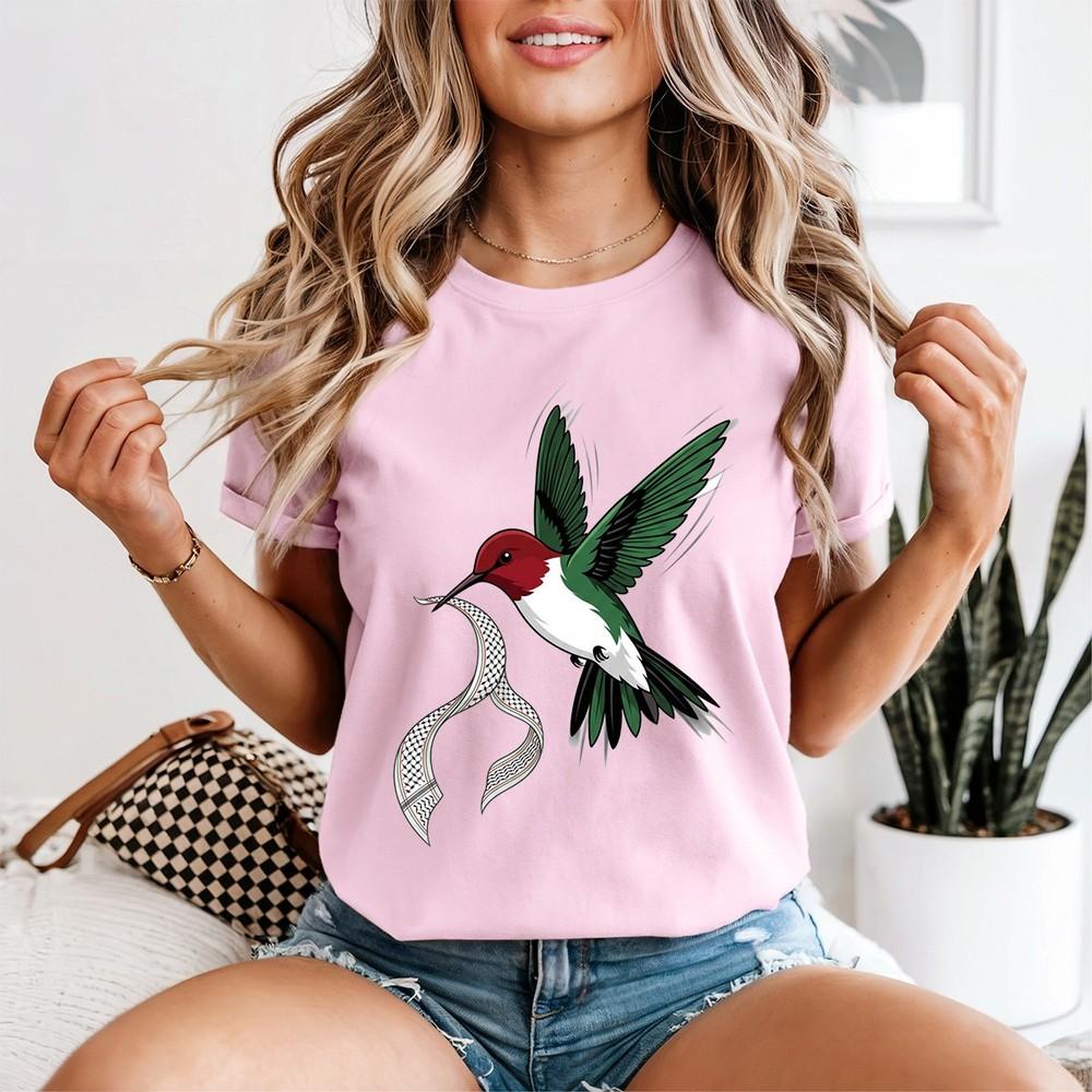 T-shirt Unisex Colibrì Palestina Keffiyeh Maglietta da Donna Pace Per La Palestina