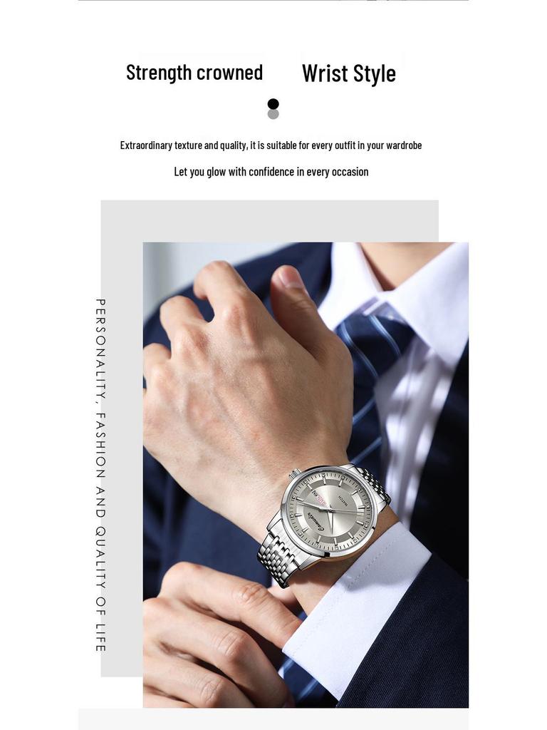 Pánské luminiscenční vodotěsné automatické skeletonové hodinky s dvojitým kalendářem