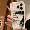 Sketch Line Girl Soft Shell Case for Apple 17 Pro Max: White/Pink, Drop-Proof, Fits 13P, 14, 15, 16
