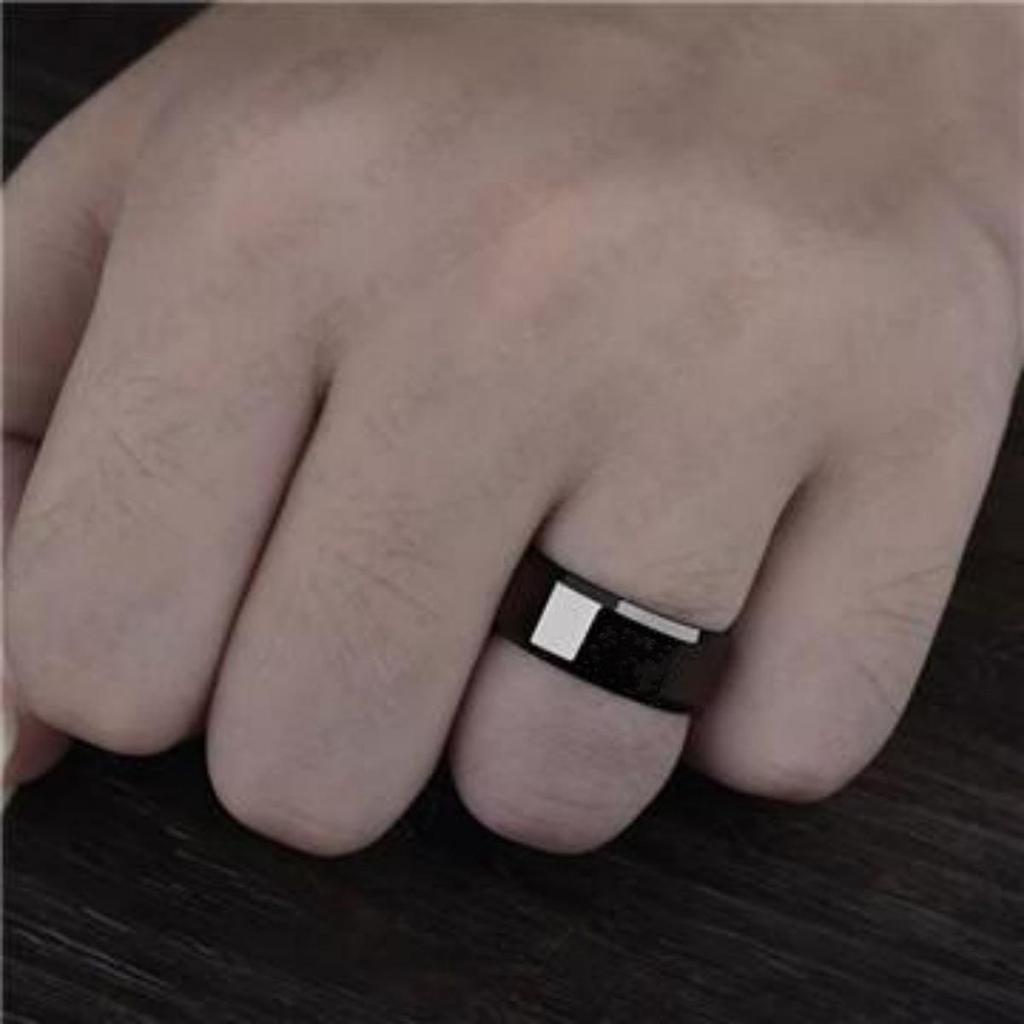 Men's Titanium Steel Ring with Engraved Elements - Personalized Creative Stainless Steel Jewelry