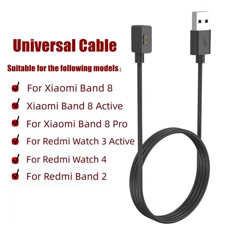 

Магнитное зарядное устройство для Xiaomi Smart Band 8, 9 8pro, 9 8 Active / Redmi Watch 5 3 Active Watch4 Band 2 Универсальный USB-кабель для зарядки чёрный