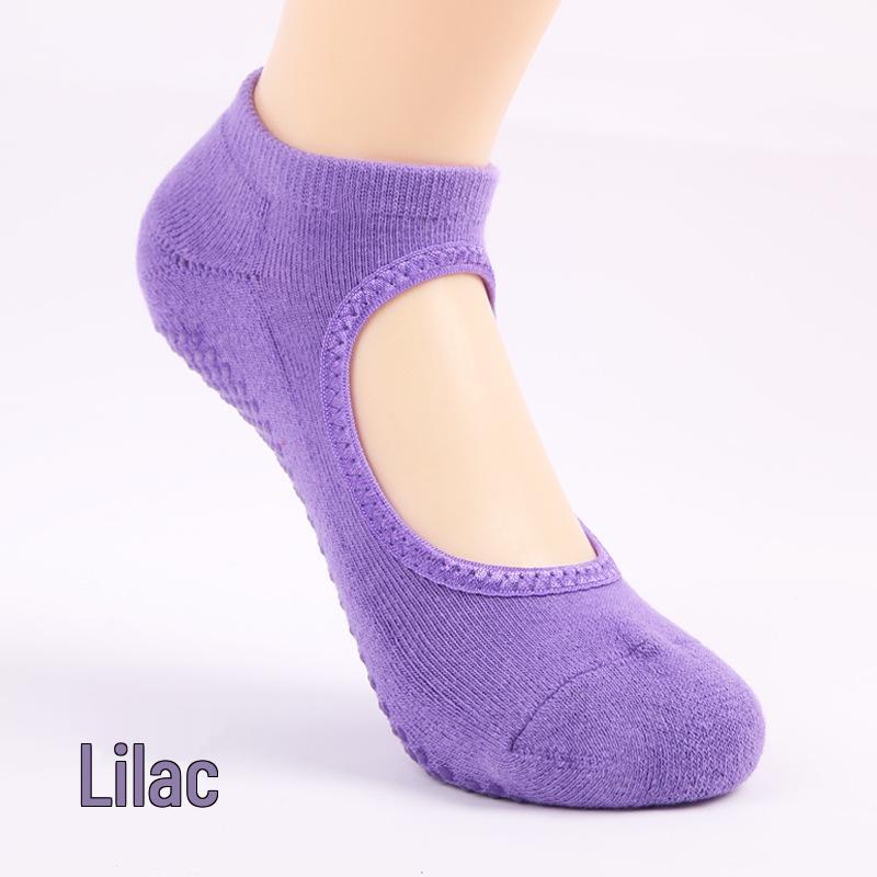 European & American Women's Non-Slip Backless Terry Yoga Pilates Socks - Cotton