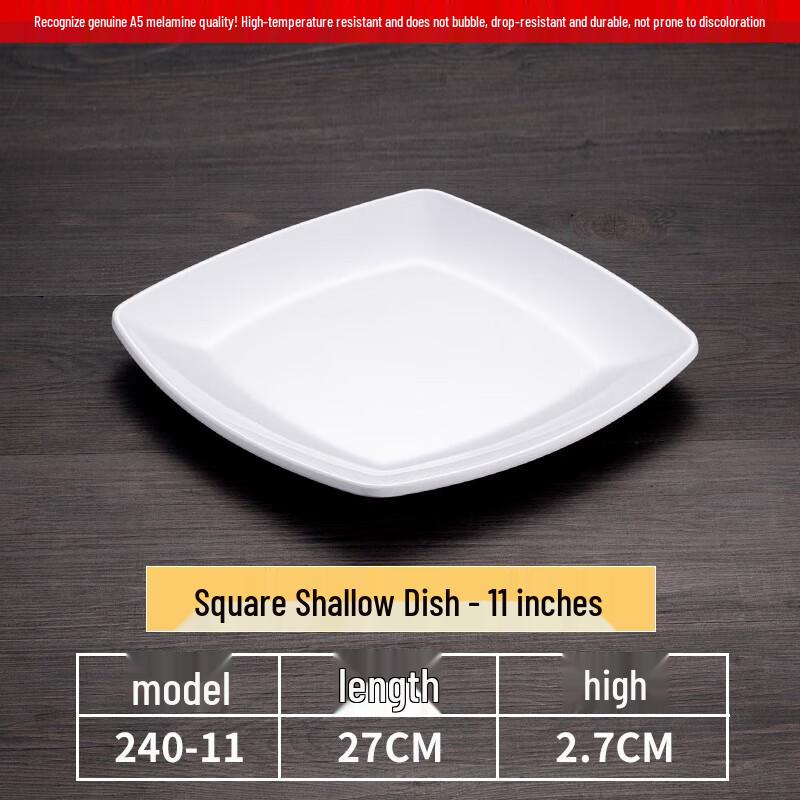 Commercial Melamine Square Fast Food Plate, 10-Pack