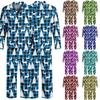 Herenlosvallende Kerstprint Pyjamaset met Knopen en Rechte Broek - Tweedeelig Feestelijk Slaapkleding