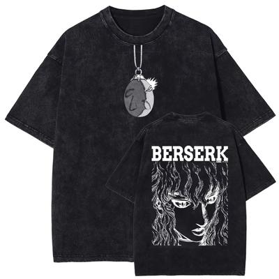 Anime Berserk Griffith Vintage Graficzny Sprany T-shirt Męski Manga Gotyckie Koszulki Casualowy T-shirt Harajuku Męskie Uliczne Topy
