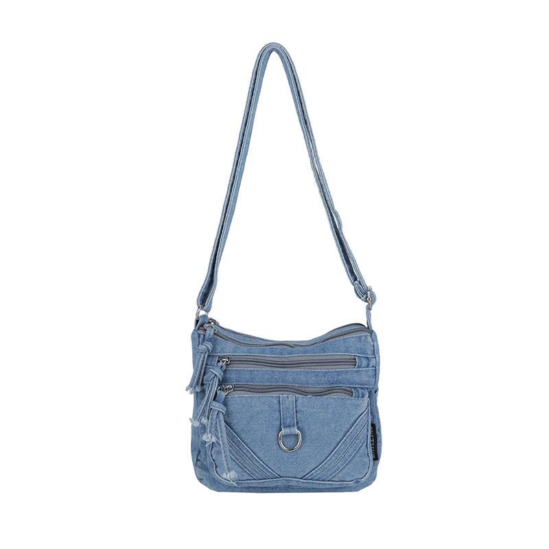 

Женская сумка Винтажная джинсовая сумка Дорожная сумка через плечо Многослойная сумка на плечо Сумка под мышкой светло-синий