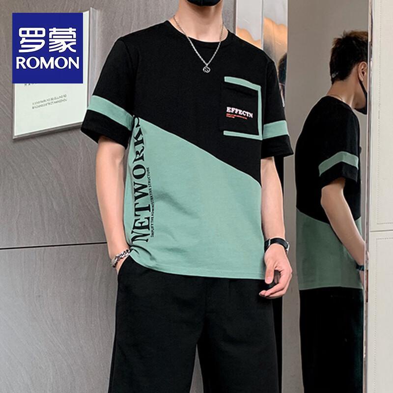 ROMON Men s Summer Ice Silk Casual Sport Set 4XL
