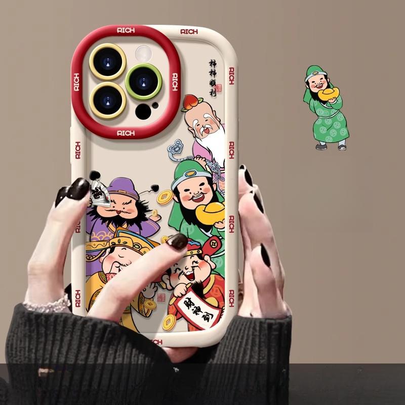 

Бог богатства на Новый год для чехла для мобильного телефона iPhone16promax 14 китайский красный 15plus13mini Противоударный защитный чехол iPhone 6/6S