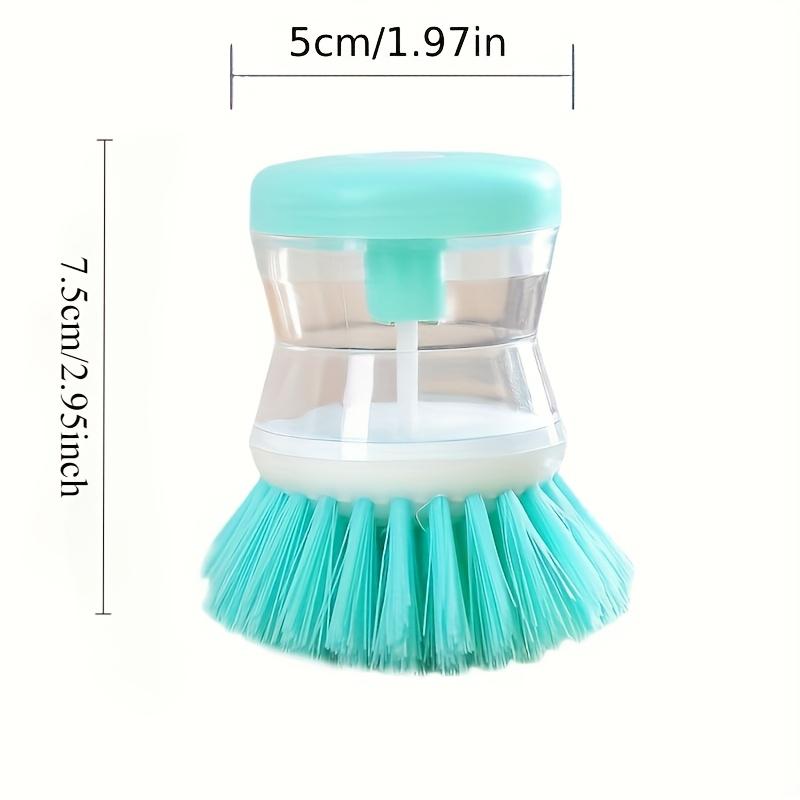 1pc Portable Soap Dispenser Palm Brush, Easy Press PVC Kitchen Scrubber - Manual Dishwashing Tool for Pots and Pans, No Battery Required