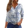 Damen T-Shirt Print Button 3/4 Ärmel Tunika Alltag Wochenendmode Basic V-Ausschnitt Normales Oberteil