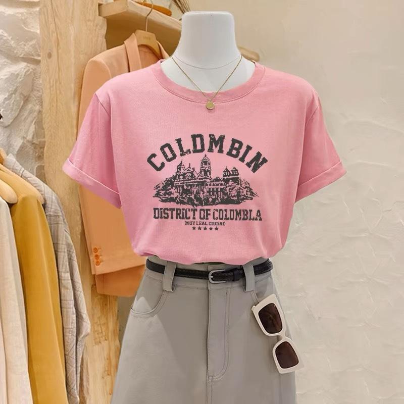Fashion cotton short-sleeved t-shirt women's 2025 summer new versatile and thin top niche design sense
