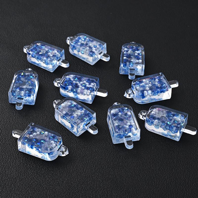 Artworks Handicrafts Glow-in-Dark Resin Ice Cream Pendant Transparent Simulation Keychain DIY Craft Decor Accessories