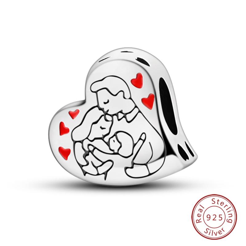 100% Copper Heart Shaped Warm Family Charm Beads Fit Qikaola Original Bracelets Fine Diy Mother'S Day Jewelry Gifts