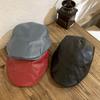 Solid Color Retro Leather Forward Hat Women's Versatile Cap Beret Fashion Newsboy Hat Show Face Small Hat