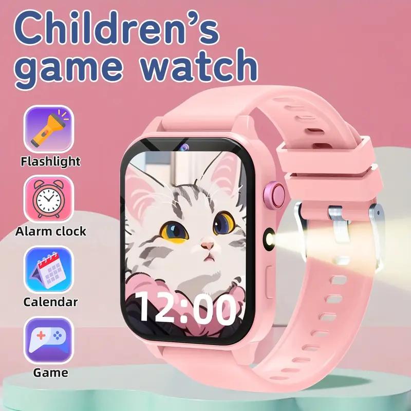 Kinderspiele Smartwatch 1,83'' HD Kamera Taschenlampe Schlafüberwachung Wecker 18 Spiele Smartwatch Kinder Jungen Mädchen Geschenke