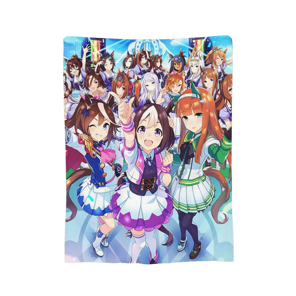 Uma Musume Pretty Derby Blanket Fleece Textile Decor Animals Anime Portable Ultra-Soft Throw Blankets for Sofa Bedroom Quilt