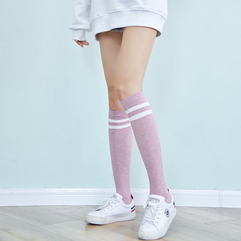Spring & Autumn Micro-Pressure Slimming Thigh-High Knee Socks for Women - Japanese Korean College Style, Student Long Tube Football Socks