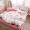 Set de lenjerie de pat Inimi Roz Stil Nordic Lenjerie de pat cu fețe de pernă Textile pentru casă Fete Husă de pilotă respirabilă King Queen Twin