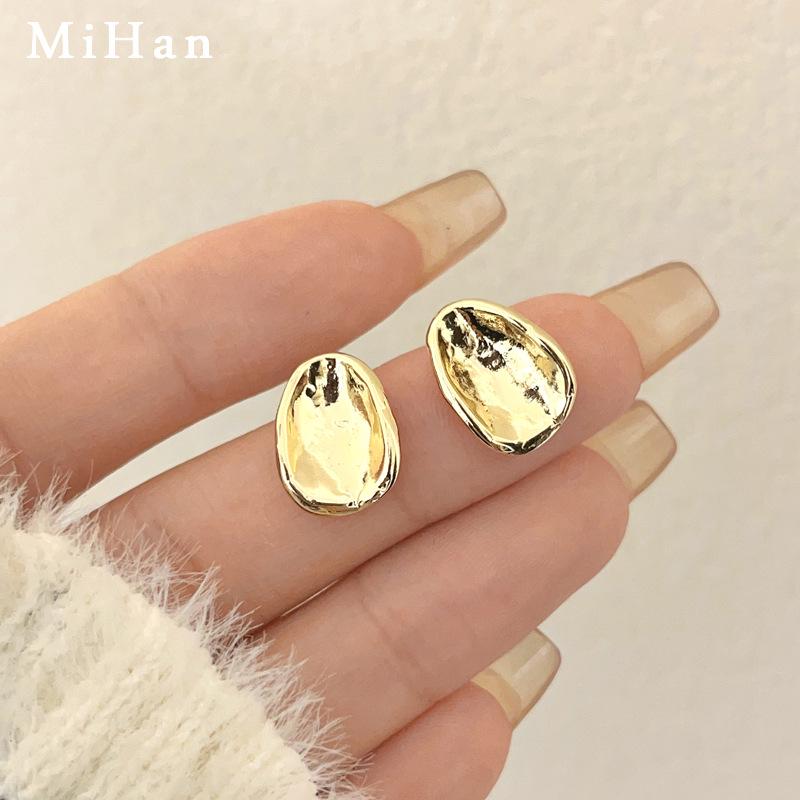 Трендовые асимметричные металлические серьги с пуссетами из серебра S925 - Минималистичный хип-хоп панк стиль