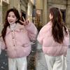 Winter new knitted collar splicing cotton-padded clothes women's loose and versatile fashion warm cotton-padded jacket jacket