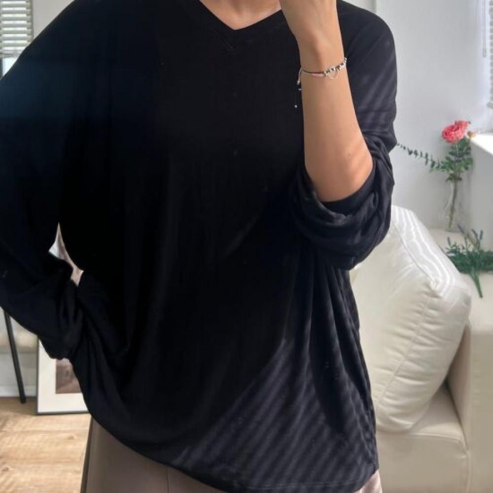Dabimong Women Emily V Neck Thin Long sleeVe T shirT 4 Colors