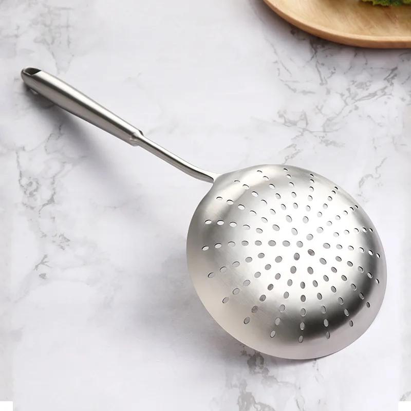 Heavy-duty 304 Stainless Steel Skimmer Strainer, Slotted Spoon with Ergonomic Handle, Comfortable Grip Spoon Ladle for Kitchen