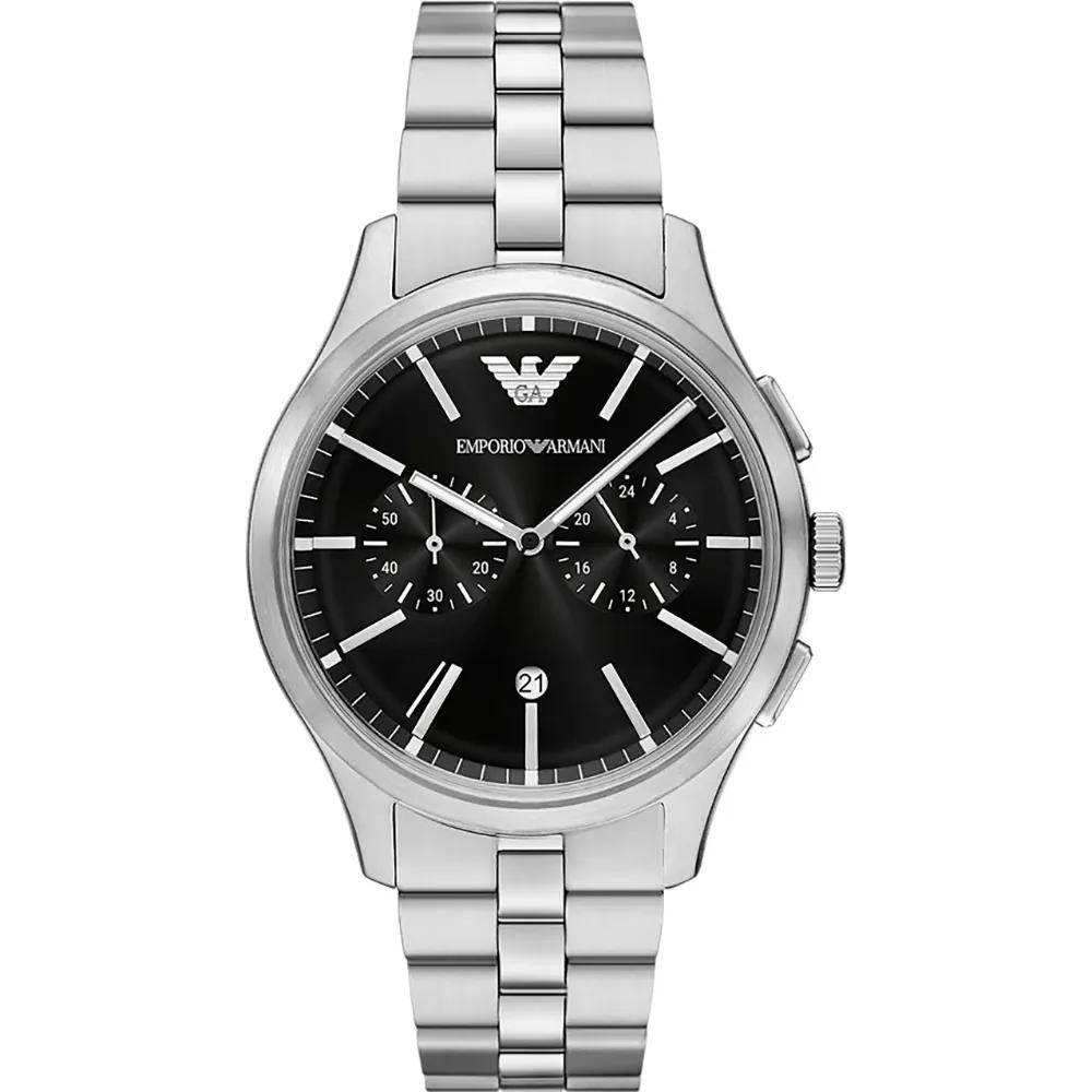

Emporio Armani Dario Men s Stainless Steel Quartz Chronograph Watch AR11691 - Black Dial, Silver Strap чёрный