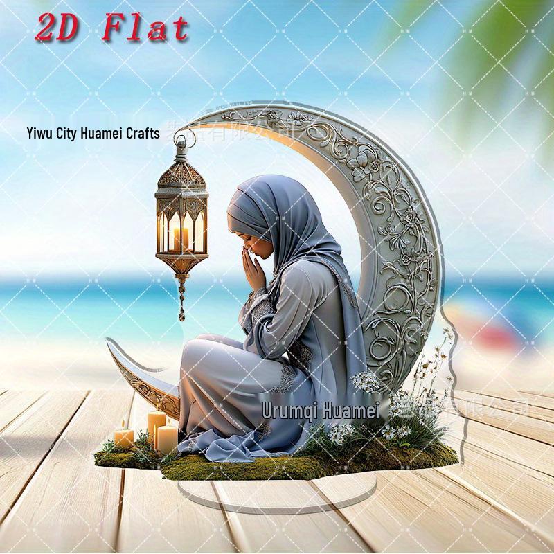 Cross-Border New Moon Lighthouse 2D Acrylic Ornament - Home and Festival Decoration.