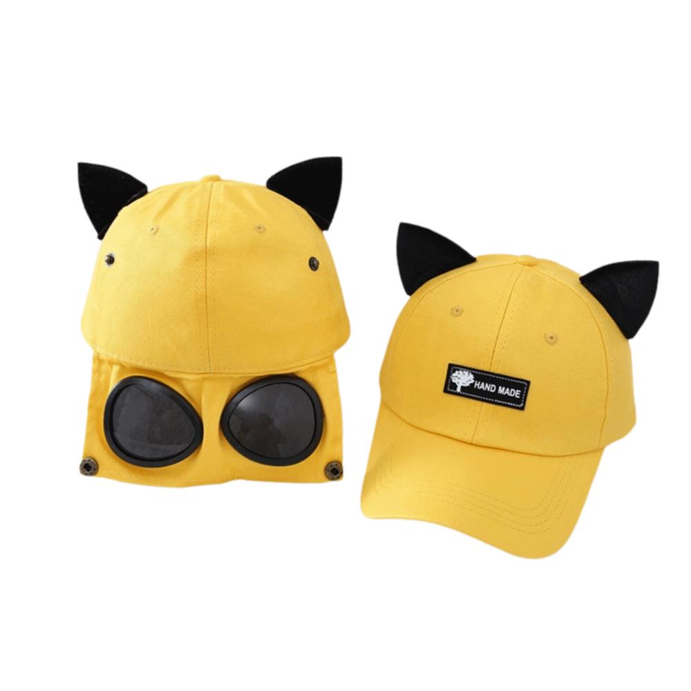 New Cat Ear Cat Ears Hat With Goggles Breathable Baseball Cap Sunshade Hip Hop Hat Unisex жёлтый
