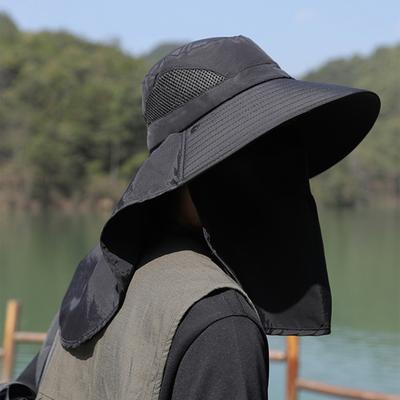 Sombrero de Sol de Ala Ancha para Hombre Mujer Secado Rápido UPF 50+ Sombrero de Pesca con Protector Facial y Solapa para el Cuello para Senderismo al Aire Libre Viajes Playa