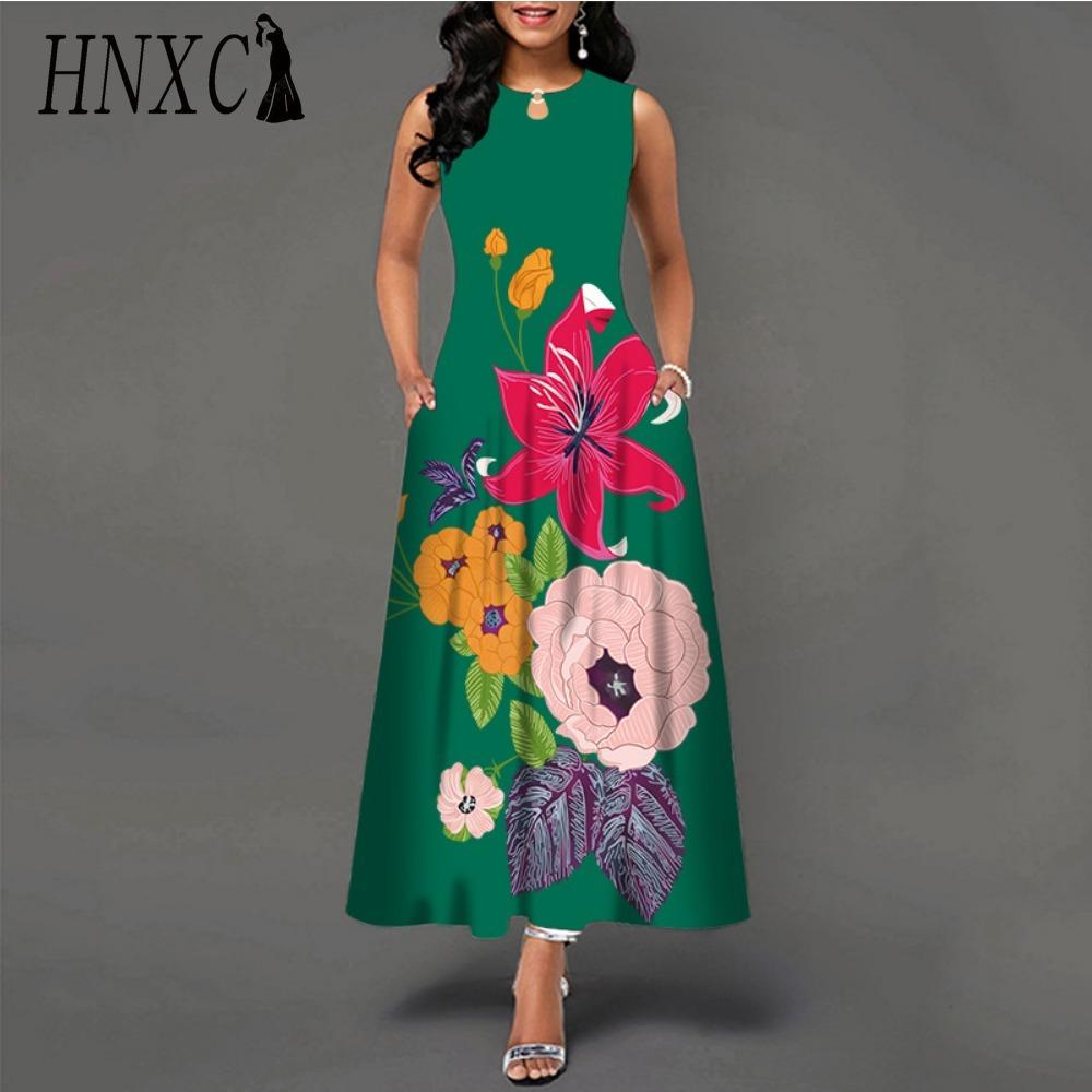 HNXC 48 barev Nové dámské volné vintage květinové volánové šaty Befree šaty Velká letní párty Tílka Elegantní maxi šaty