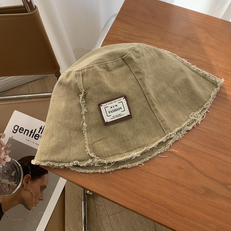 

Темная панама из старого выстиранного хлопка, женская, с рваными краями, грубый край, шляпа-ведро, шляпа от солнца, шляпа нищего, мужская Adult (55-58cm) хаки